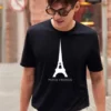 t-shirt preta de homem estampado Paris