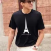 t-shirt preta de homem estampado Paris