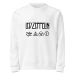 Sweatshirt branca de gola redonda (crewneck) com o logo da banda SOUNDGARDEN em letras vermelhas e o emblema Sunburst (Superunknown) em amarelo e preto no centro do peito.