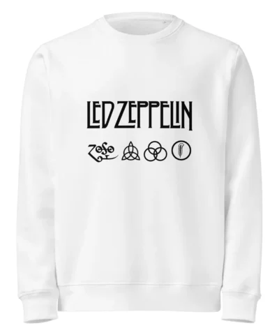 Sweatshirt branca de gola redonda (crewneck) com o logo da banda SOUNDGARDEN em letras vermelhas e o emblema Sunburst (Superunknown) em amarelo e preto no centro do peito.