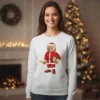Sweatshirt unissexo branca com estampa de ursinho Teddy vestido de Pai Natal, design exclusivo Very Fashion.