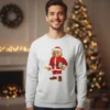 Sweatshirt unissexo branca com estampa de ursinho Teddy vestido de Pai Natal, design exclusivo Very Fashion.