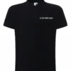 Polo preta personalizado para personal trainer com nome na frente e estampagem “PERSONAL TRAINER” nas costas.